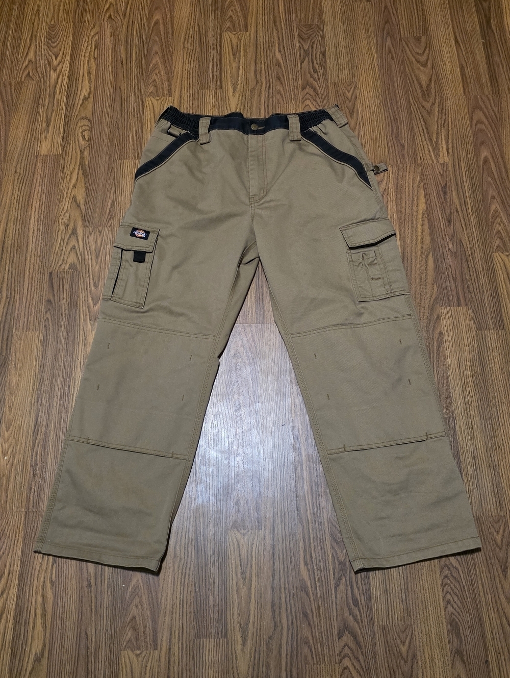Dickies Two Tone Double Knee Cargo Work Pants Khaki Black Men’s 36x30 Utility